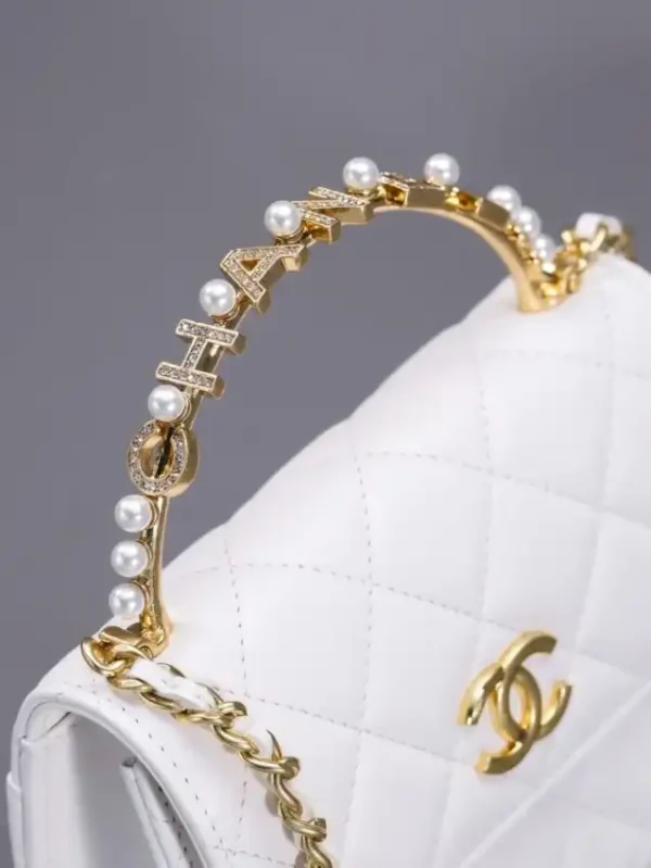 CHANEL 23B Pearl White Handle Bag - Image 7