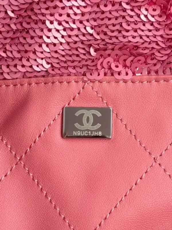 CHANEL Sequin Shoulder Bag Pink - Image 6