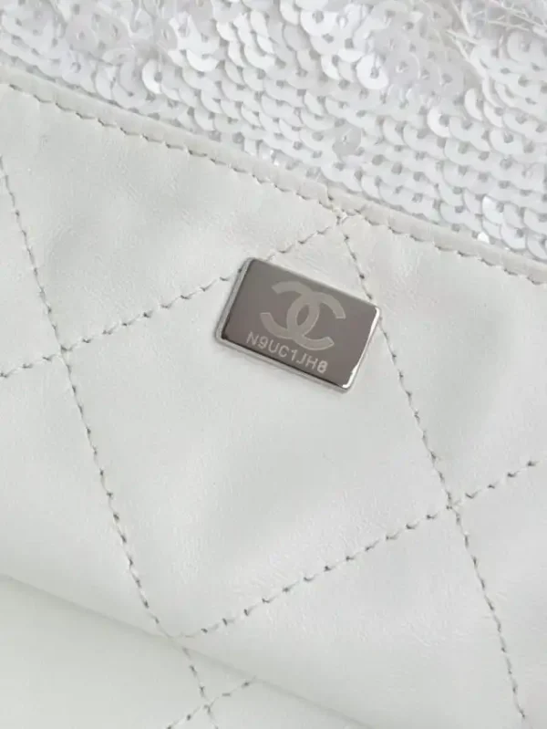 CHANEL Sequin Shoulder Bag White - Image 8