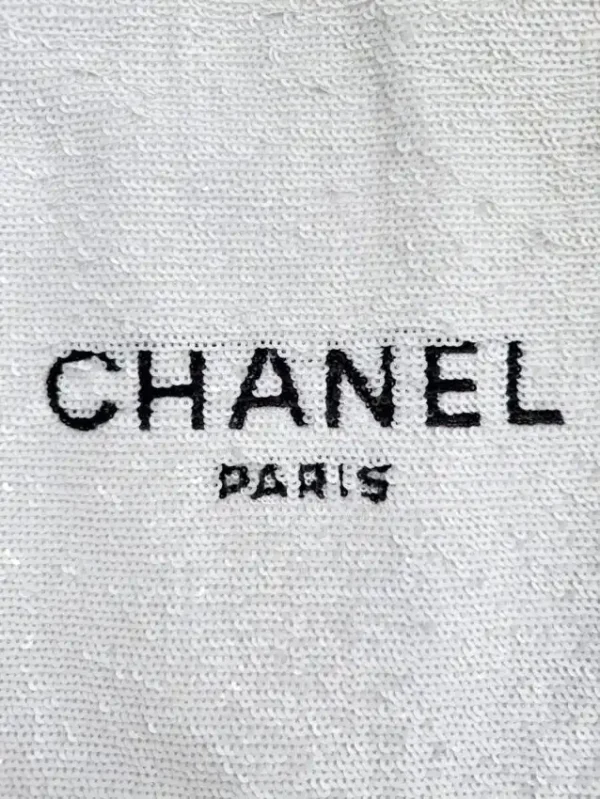 CHANEL Sequin Shoulder Bag White - Image 5