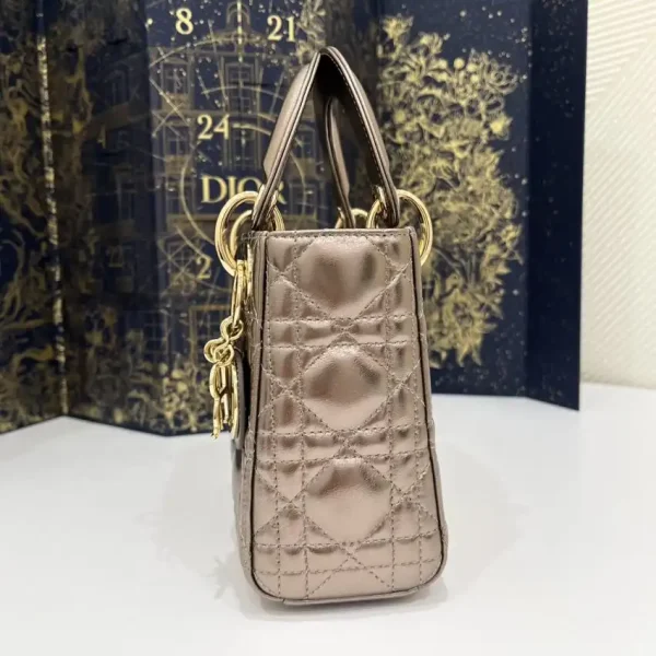 Lady Dior Mini Golden-Tone Metallic - Image 2