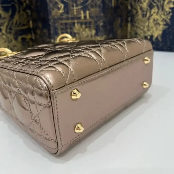 Lady Dior Mini Golden-Tone Metallic - Image 9