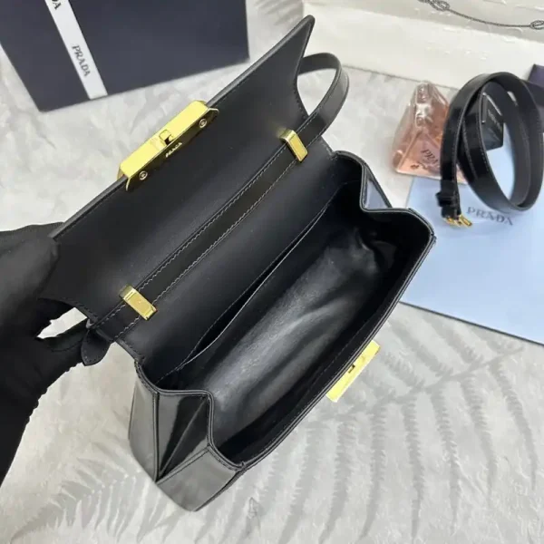 Prada Triangle Leather Handbag Black - Image 3