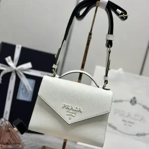 Prada  Saffiano White Envelope