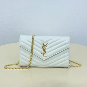 YSL Envelope Clutch White