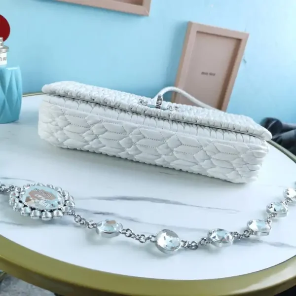 Miu Miu Crystal Handbag White - Image 4
