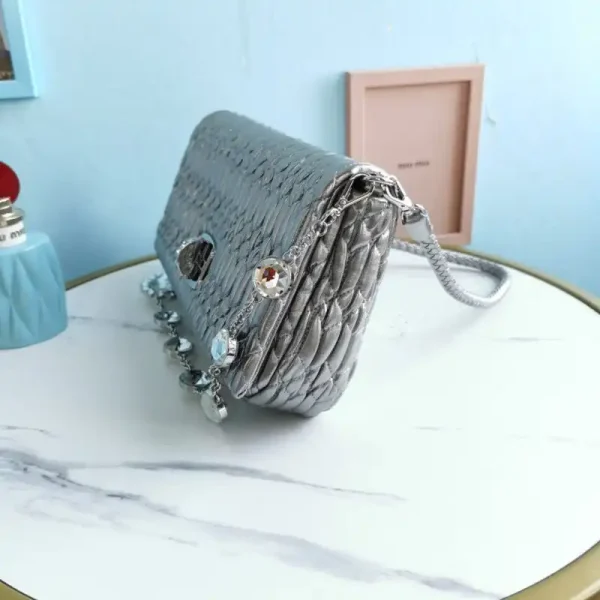 Miu Miu Crystal Handbag Silver - Image 3