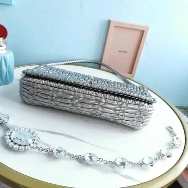 Miu Miu Crystal Handbag Silver - Image 4