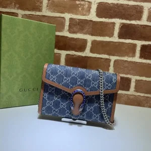Gucci Dionysus  GG Chain Wallet  Denim Blue