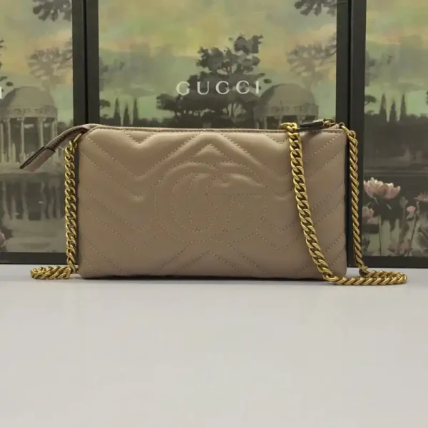 Gucci Marmont Matelasse Wallet On Chain Beige - Image 4