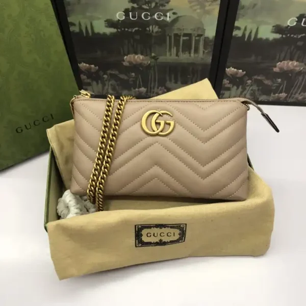 Gucci Marmont Matelasse Wallet On Chain Beige - Image 5