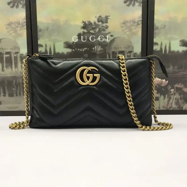 Gucci Marmont Matelasse Wallet On Chain Black