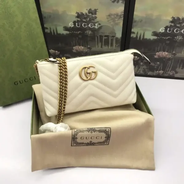Gucci Marmont Matelasse Wallet On Chain White - Image 2