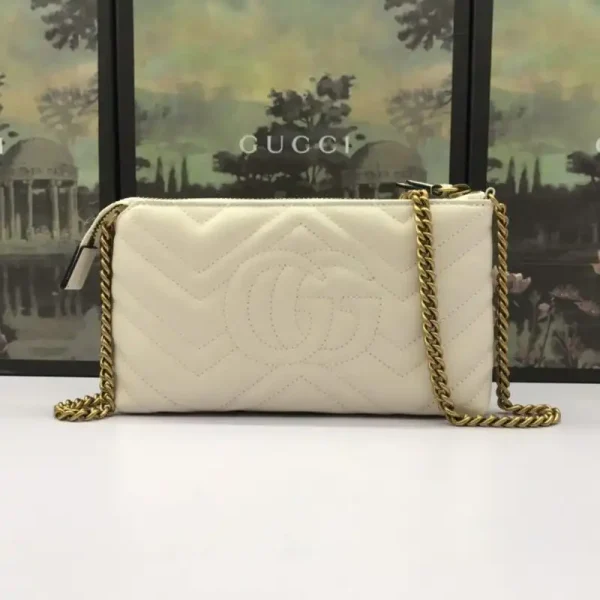 Gucci Marmont Matelasse Wallet On Chain White - Image 5