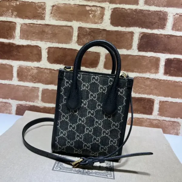 Gucci  Ophidia Mini Tote Bag  Black Denim - Image 6