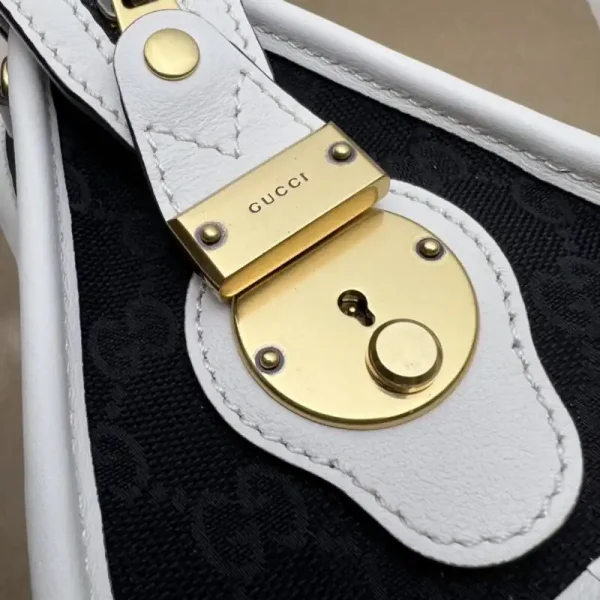 Gucci Gucci Bauletto Top Handle White Black - Image 4