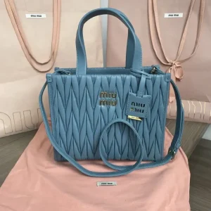 Miu Miu Matelassé  Tote Blue