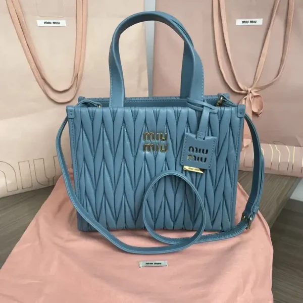 Miu Miu Matelassé  Tote Blue