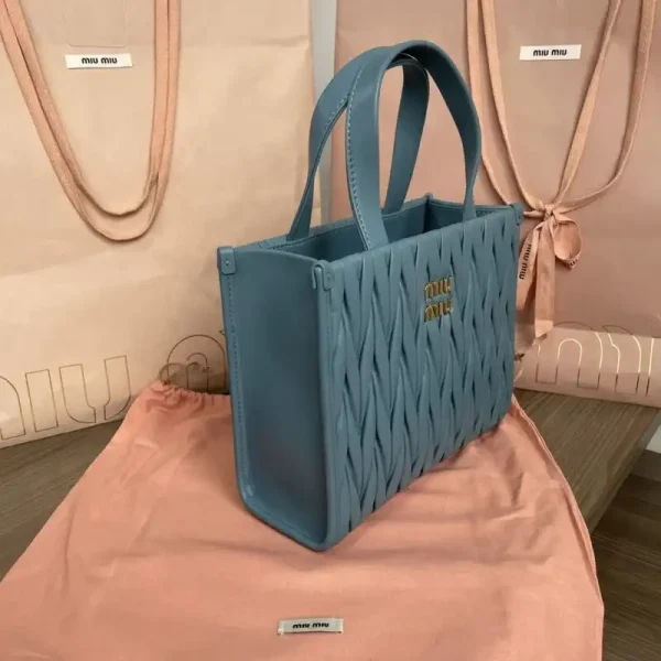 Miu Miu Matelassé  Tote Blue - Image 4