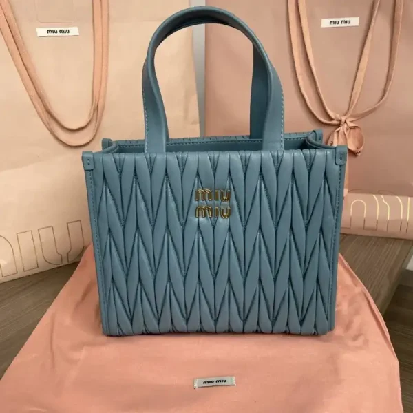 Miu Miu Matelassé  Tote Blue - Image 5