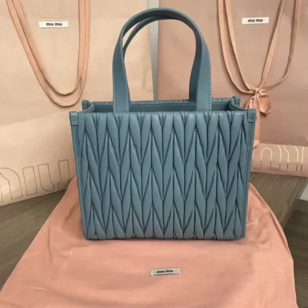 Miu Miu Matelassé  Tote Blue - Image 9