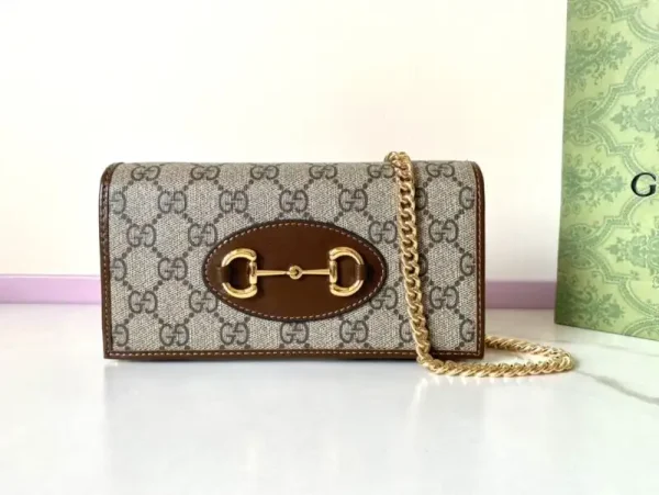 Gucci Horsbet  Chain Clutch Brown