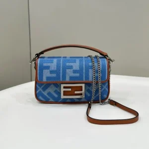 Fendi Baguette Small Denim Blue