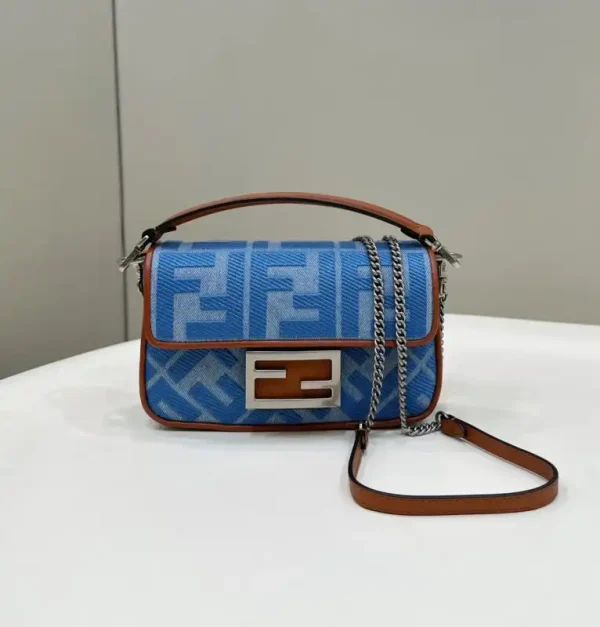 Fendi Baguette Small Denim Blue