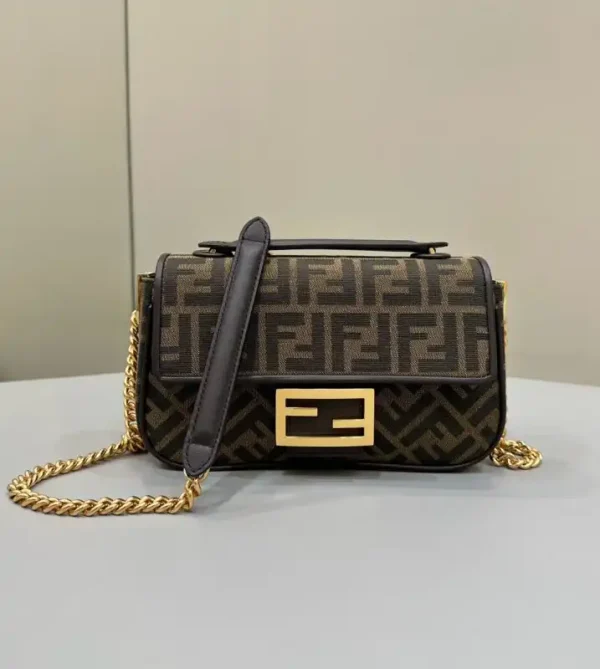 Fendi Baguette  Sliding Chain FF Brown