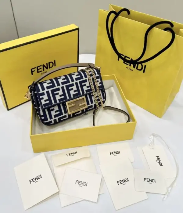 Fendi Baguette Small Cotton Blue