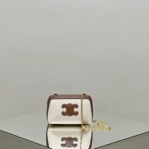 Celine Triomphe Clutch White
