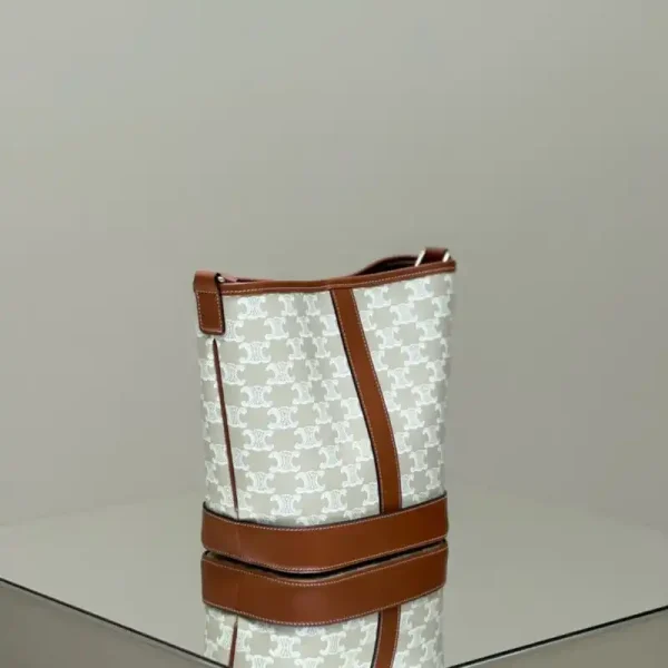Celine Triomphe Bucket White - Image 3