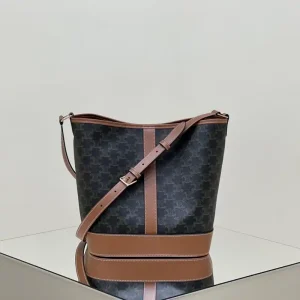 Celine Triomphe Bucket Brown