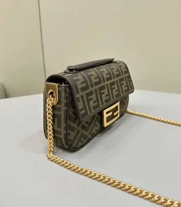 Fendi Baguette  Sliding Chain FF Brown - Image 3
