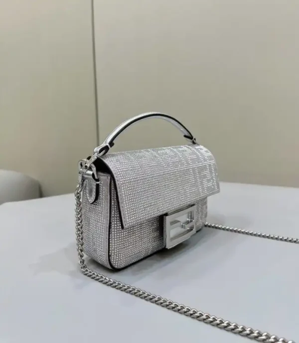 Fendi Baguette Silver Diamond - Image 3