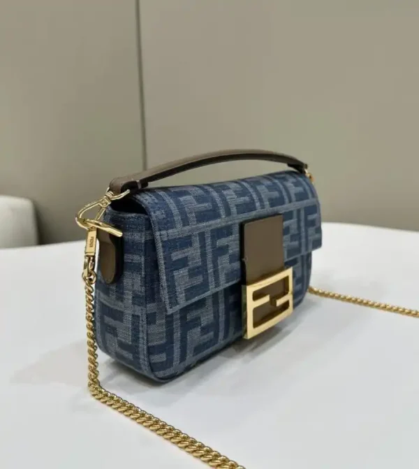 Fendi Baguette Small Dark Bue Denim - Image 4