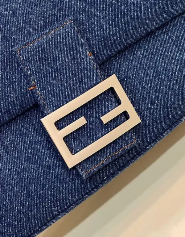 Fendi Baguette Full Blue Denim - Image 4