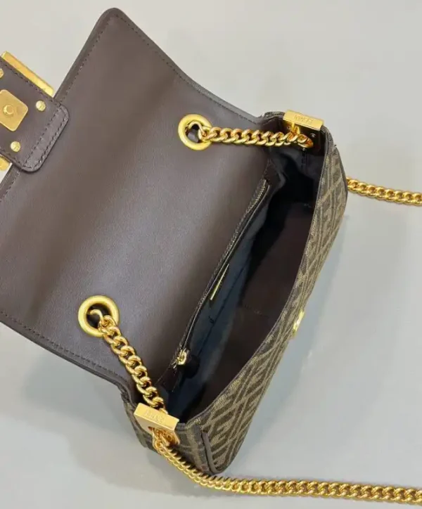 Fendi Baguette  Sliding Chain FF Brown - Image 8