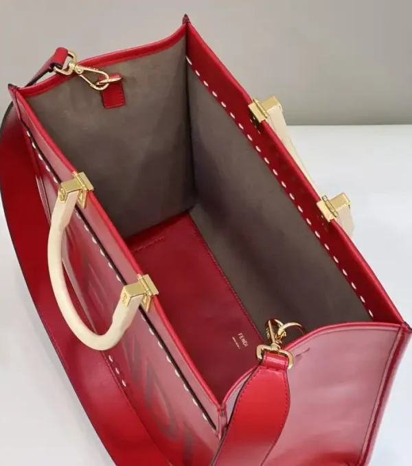 Fendi Peekaboo Tote Red - Image 9