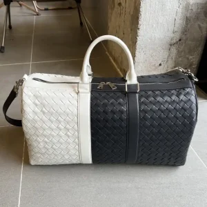 Bottega Veneta Travel Bag Black White