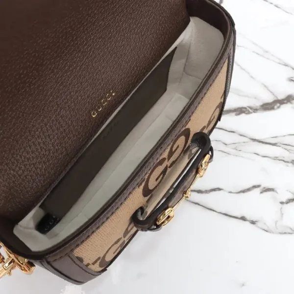 Gucci Horsebit 1955  Double G Mini Brown Canvas - Image 6