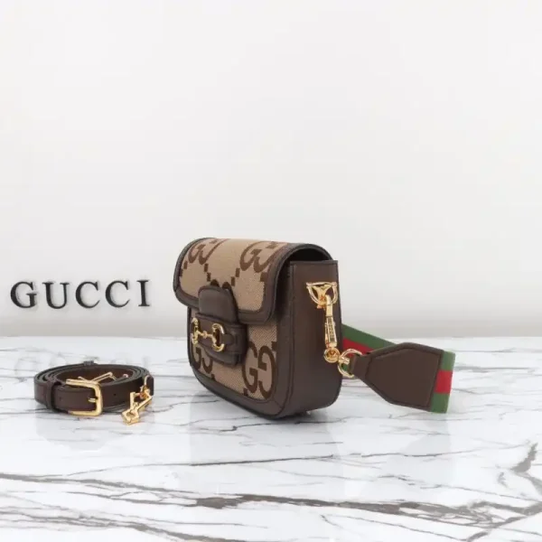 Gucci Horsebit 1955  Double G Mini Brown Canvas - Image 4