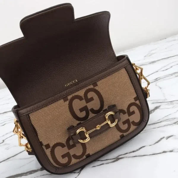 Gucci Horsebit 1955  Double G Mini Brown Canvas - Image 2