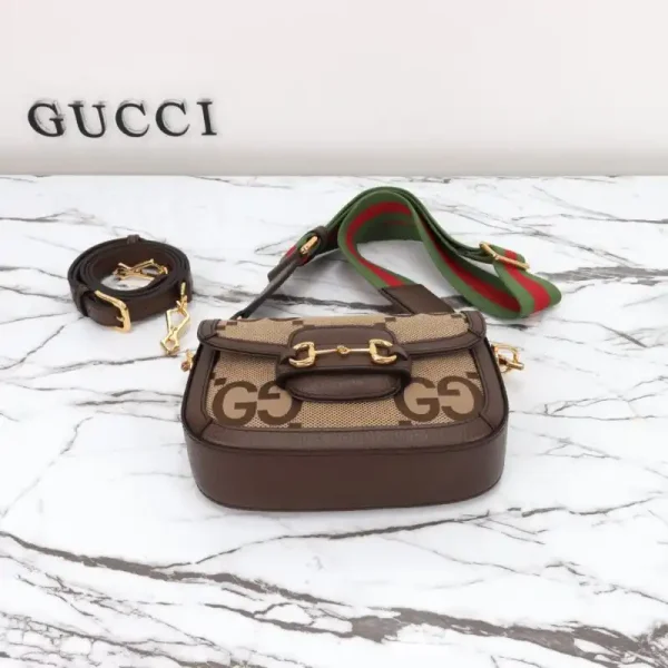 Gucci Horsebit 1955  Double G Mini Brown Canvas - Image 8