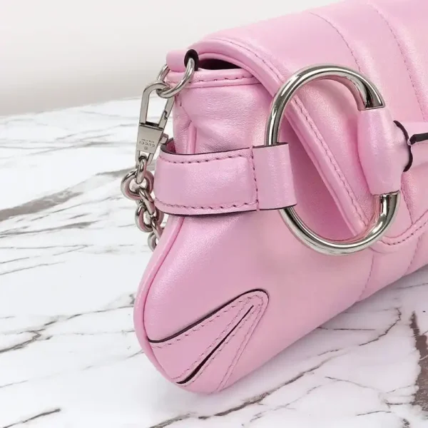 Gucci Horsebit Chain Shoulder Bag Pink - Image 9
