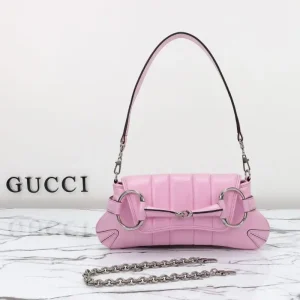 Gucci Horsebit Chain Shoulder Bag Pink