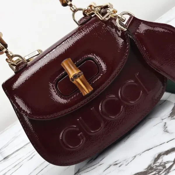 Gucci  Bamboo 1947 Patent Bordeaux - Image 3