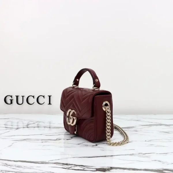Gucci  Marmont Mini Top Handle Bordeaux - Image 9