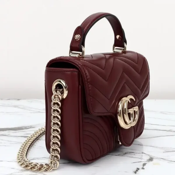 Gucci  Marmont Mini Top Handle Bordeaux - Image 6