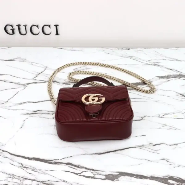 Gucci  Marmont Mini Top Handle Bordeaux - Image 5